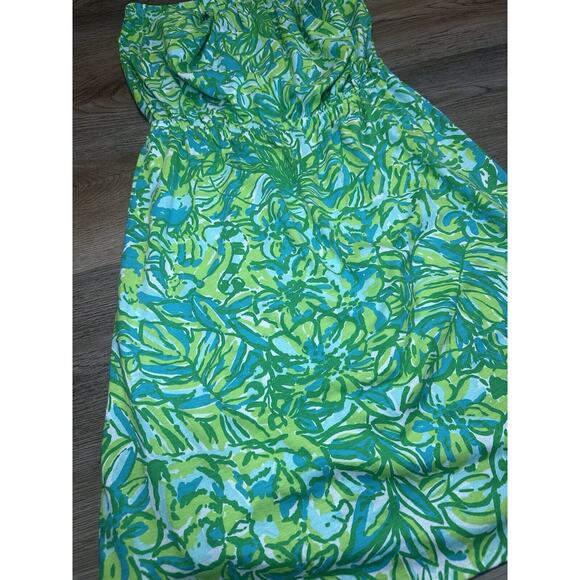 Lilly Pulitzer Windsor Strapless Mini Dress SMALL Fresh Citrus Green Pima Cotton - Picture 3 of 9